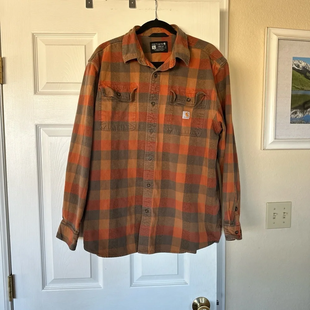 Carhartt Orange and Brown Check Shirt - Picture 1 of 4